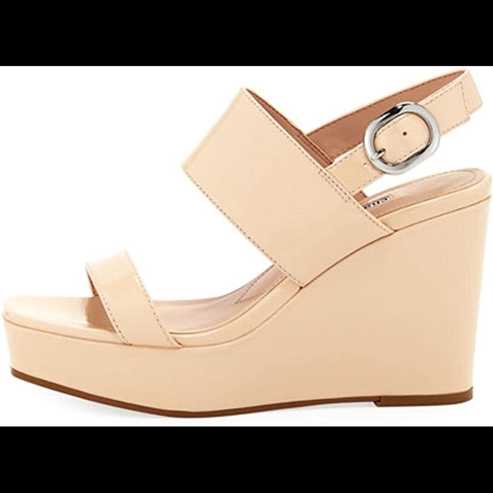 Charles David nude platform wedge sandals- EUC - Picture 2 of 4